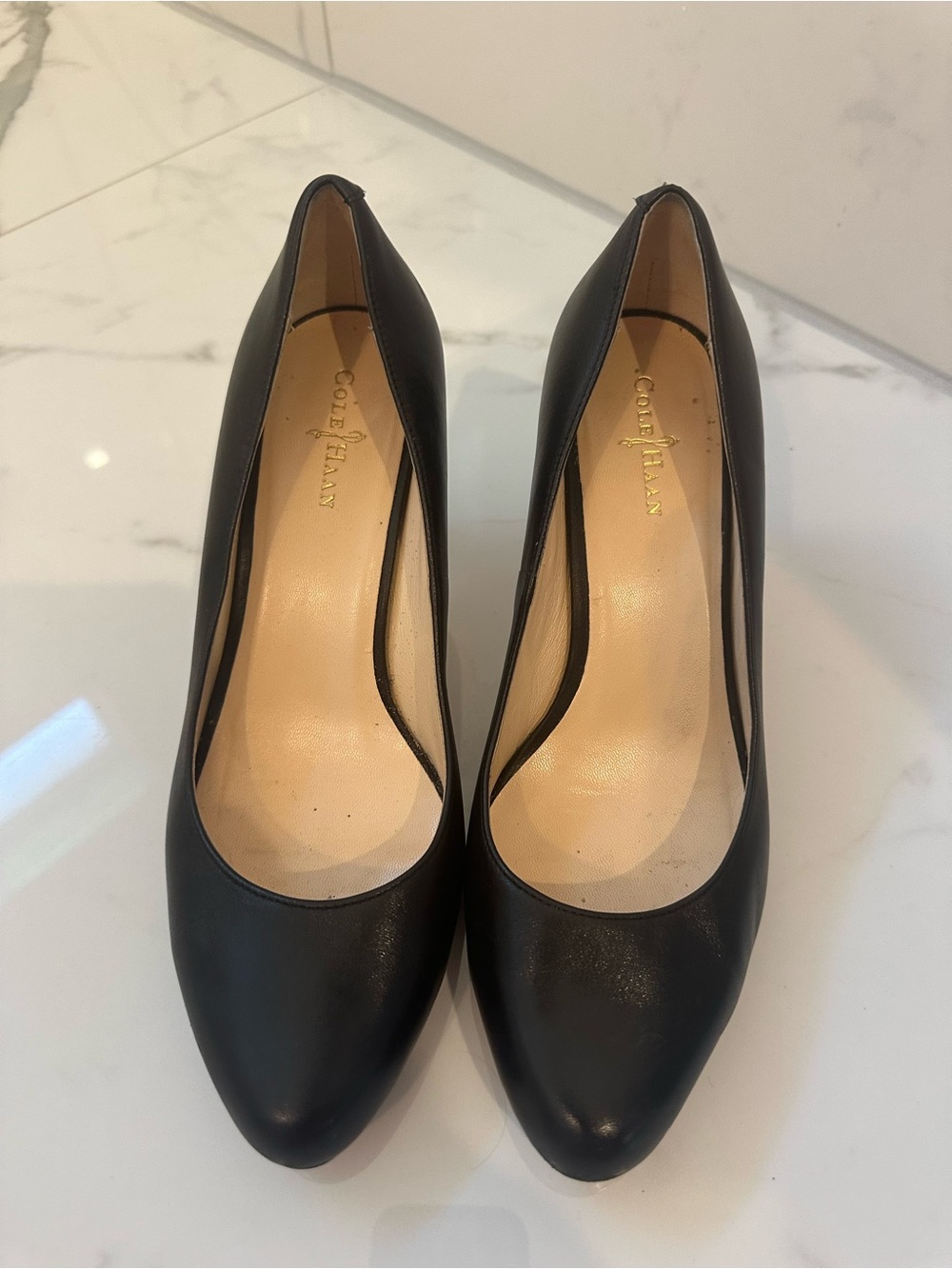 Cole Haan Black Leather Pointed Toe Heels